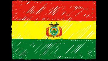 drapeau national de la bolivie marqueur ou croquis au crayon vidéo d'animation en boucle video