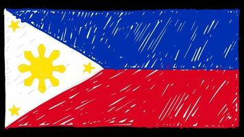 marcador de la bandera del país nacional de filipinas o video de animación en bucle de dibujo a lápiz