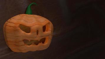 The jack o lantern  on cow leather  background for halloween content 3d rendering. photo