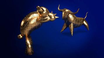 bull bear gold 3d rendering for business content. photo