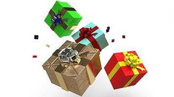cajas de regalo sobre fondo blanco imagen de renderizado 3d para contenido de celebración. foto