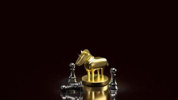 The gold unicorn and chess for start up or business concept 3d rendering photo