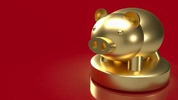 The gold piggy bank on red background  for business concept 3d rendering photo