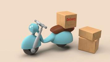 delivery send order with motors bike 3d rendering. photo