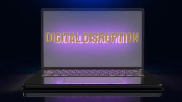 digital disruption on laptop  for technology content 3d rendering. photo