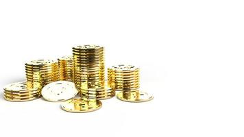 The  gold coins group 3d rendering on white background  for business content. photo