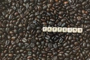 coffee roasted and text wood cube close up image. photo