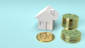 house and gold coins 3d rendering close up image. photo