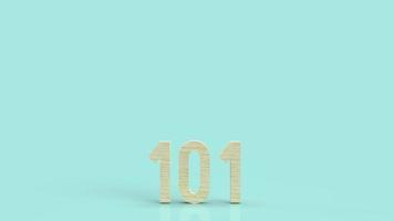 101 wood number 3d rendering on blue background symbol for beginner concept photo