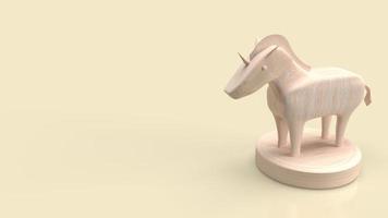 The wood unicorn  for start up or business concept 3d rendering photo