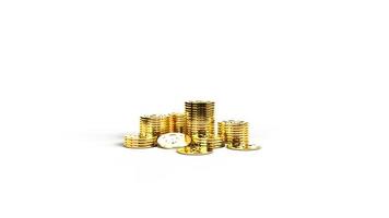 The  gold coins group 3d rendering on white background  for business content. photo