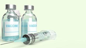 frascos de vacuna jeringa 3d renderizado sobre fondo blanco para contenido médico. foto