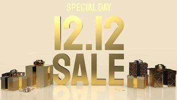 12.12 gold text for shopping or business content 3d rendering photo
