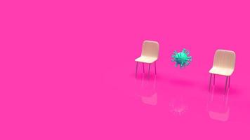 Chair distance for social distancing content 3d rendering. photo