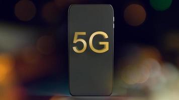 smart mobile and 5g text gold 3d rendering for networking content. photo