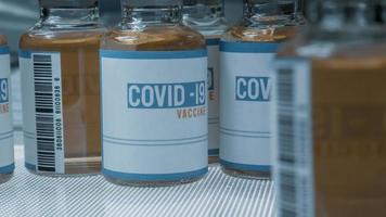 vaccine covid 19 in bottle for medical content. photo