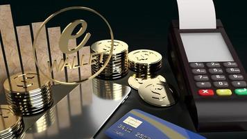 The mobile symbol e wallet  and gold coins 3d rendering for e business concept. photo