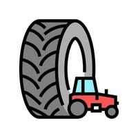 Ilustración de vector de icono de color de neumáticos de tractor de granja