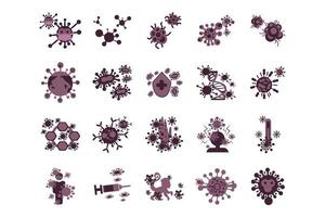 conjunto de ilustración de vector de virus de viruela del mono estilo plano