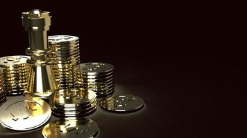 gold chess and coins abstract image 3d rendering for business content photo