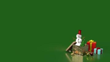 snowman and gift boxes  for Christmas content 3d rendering photo