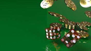 Red dices on green 3d rendering close up image. photo