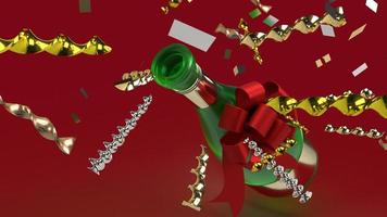 green champagne 3d rendering for celebrate concept. photo