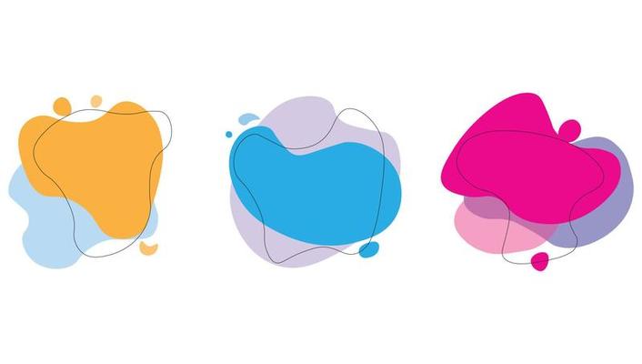 set of abstract colorful fluid shapes. gradient geometric frames.