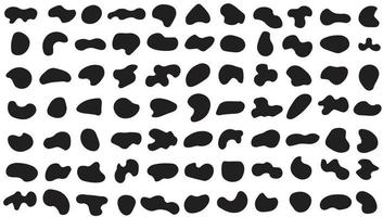 Set of abstract organic shapes. Random shapes. Organic black blobs of irregular shape.