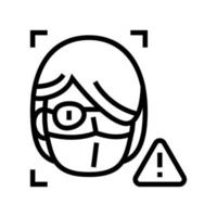 información de persona segura para computadora para usar ilustración de vector de icono de línea de id de cara