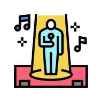 singer performance song on stage color icon vector illustration