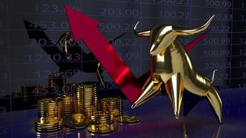 gold bull and chart  background for business content 3d rendering. photo