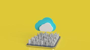 The cloud and city on tablet  for technology network content 3d rendering photo