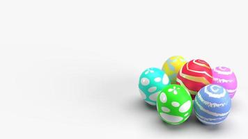 Easter eggs on white background 3d rendering for holiday content. photo