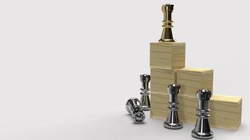 chess and wood cube 3d rendering  for business content. photo