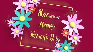 flowers and gold 3d rendering for women day content. photo