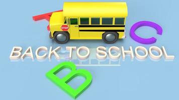 school bus 3d rendering for back to school content. photo