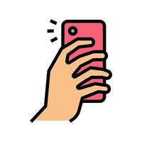 making photo on smartphone camera color icon vector illustration