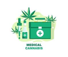 ilustración de cannabinoides. médica de la ilustración plana de cannabis. estilo de diseño plano. color moderno de la atención médica. pasos vectoriales 10 vector