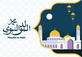 Celebration of Maulid Nabi Muhammad, Mawlid al nabi Muhammad, Mawlid Prophet Muhammad or Milad un Nabi Muhammad illustration. Fit for template banner, poster, backdrop, background. Vector eps 10.