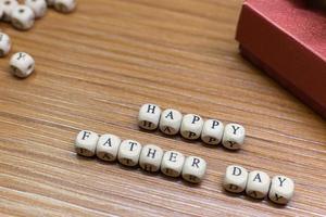 Father Day celebration on wood background top view photo