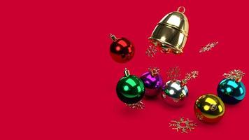 Christmas ball and Gold bell 3d rendering for holiday content. photo