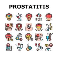 Prostatitis Disease Collection Icons Set Vector