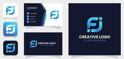 vector graphic from initial F and J with a modern style and eye catching logo design suitable for technology companies