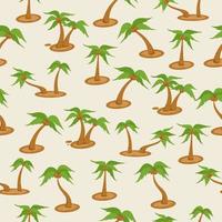 Coconut palm trees seamless pattern in cartoon style vector