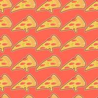pizza slice with melting cheese seamless pattern background vector
