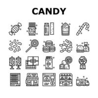 conjunto de iconos de colección de productos de tienda de dulces vector