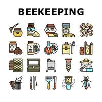 apicultura profesión ocupación iconos conjunto vector