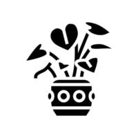 green leaves house plant glyph icon vector illustration