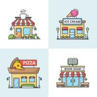 conjunto, de, tiendas, vector, ilustración vector